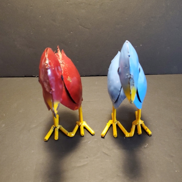 Red and Blue Metal art birds 6 in tall - Picture 2 of 6